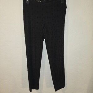 Vintage B&J Womens Pants Size 12 Black Floral Embroidered Stretch Whimsigoth 90s